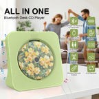 Portable CD Player with Bluetooth, Gueray Desktop CD Players for Home, Bulit-in Double HiFi Speakers, AUX&Headphone Jack, FM Radio Boombox with Remote Control, USB Port,LCD Display (Blue)