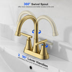 Matte Black Bathroom Faucet, Hurran 4 inch Centerset 2-Handle Lead-Free