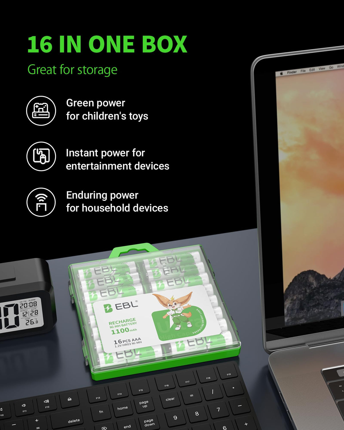 EBL AAA Rechargeable Batteries 1100mAh 8-Pack 1.2V Ni-MH Battery
