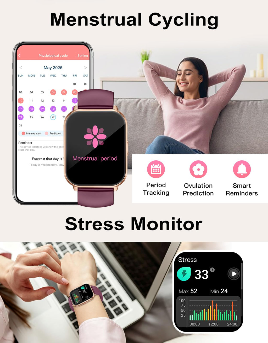 RUIMEN Smart Watch Answer Dial Call,Smart Watches for Women Men 1.85" HD Screen Fitness watch with SpO2 Heart Rate Sleep Monitor Step Counter Waterproof 100+ Sports Mode for Android iOS (2 Bands)