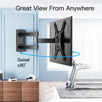 PERLESMITH TV Wall Bracket for 13-43 inch TVs, Swivel Tilt Extend Wall Mount for Flat & Curved TV up to 20kg, Max.VESA 200x200mm