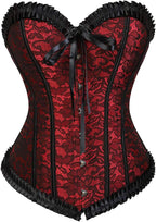 KUOSE Womens Black Basque Body Shaper Overbust Corset Top Plus Size S-6XL