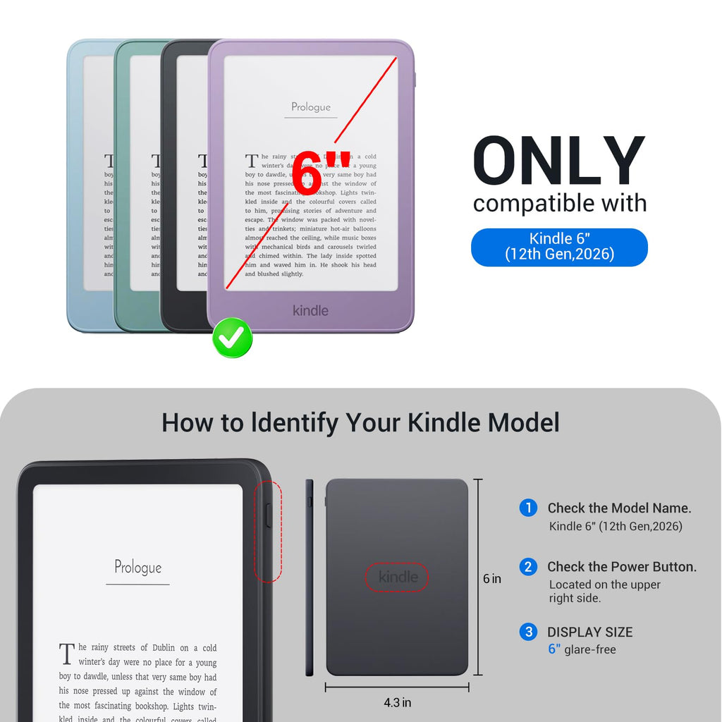 CoBak Case for 6" Kindle 11th Generation 2024 and 2022, Premium PU Leather Smart Cover with Auto Sleep/Wake for Kindle, Black