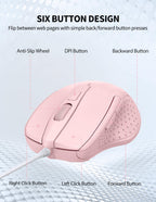 TECKNET USB Wired Mouse,6400 DPI Optical,6-Button Ergonomic Computer Mouse