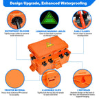 Hrensaw Medium Outdoor Electrical Box(10.6x5.5x4.5inch),Weatherproof Connection Box w/6 Cable Entry,IP54 Waterproof Extension Cord Cover Protect Power Strip,Timer,Plug,Holiday Lights,Black