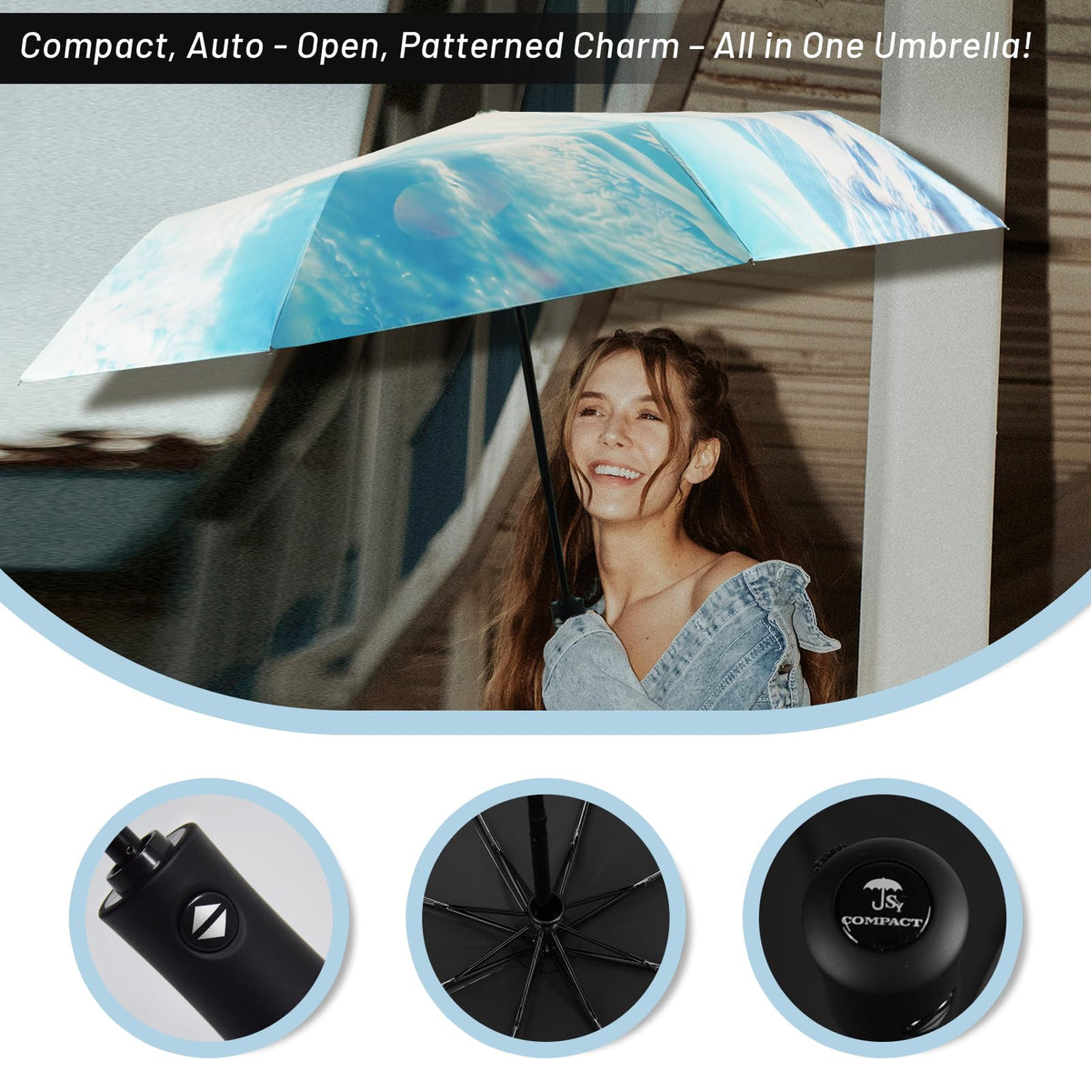 SY COMPACT Travel Umbrella Windproof Automatic Unbreakable UV Protection