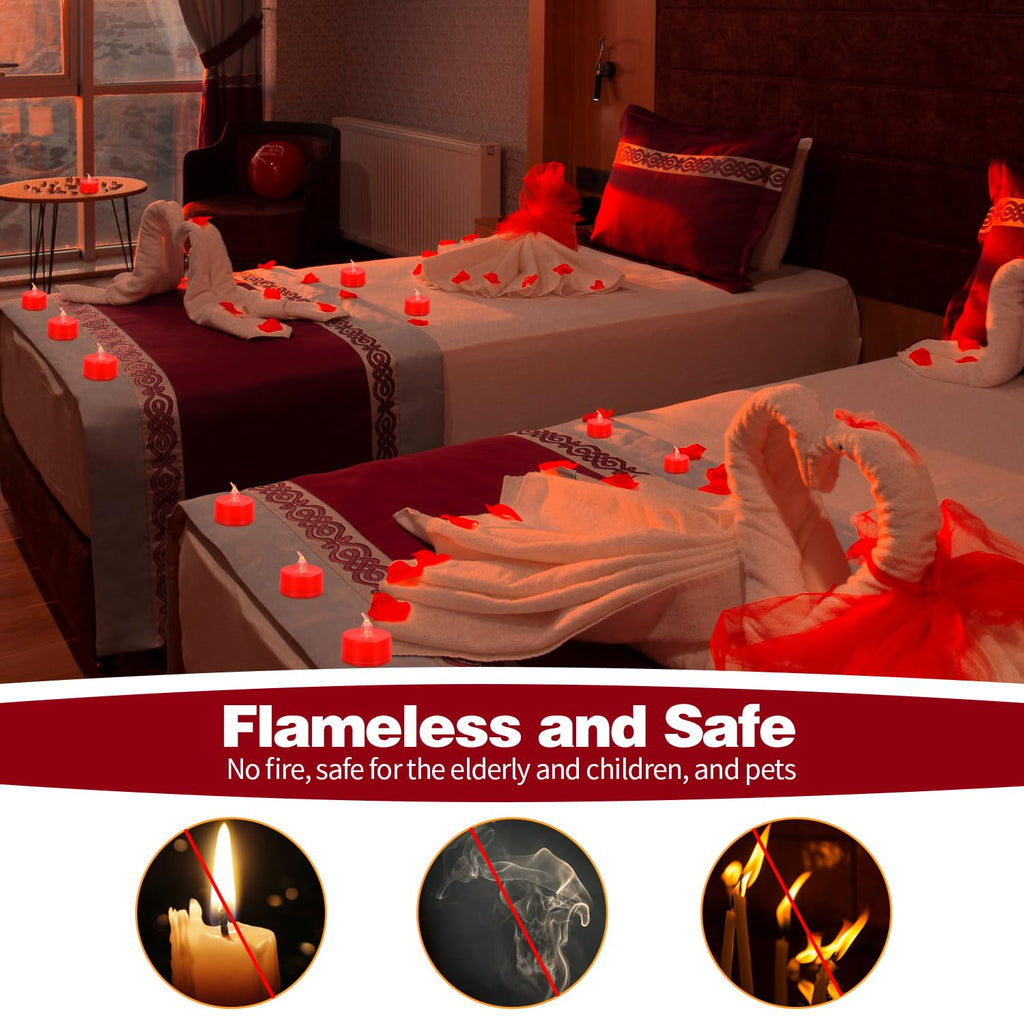 KOABY 24 Pack Pink Light Flameless Tea Lights, Pink Base, Last 100H