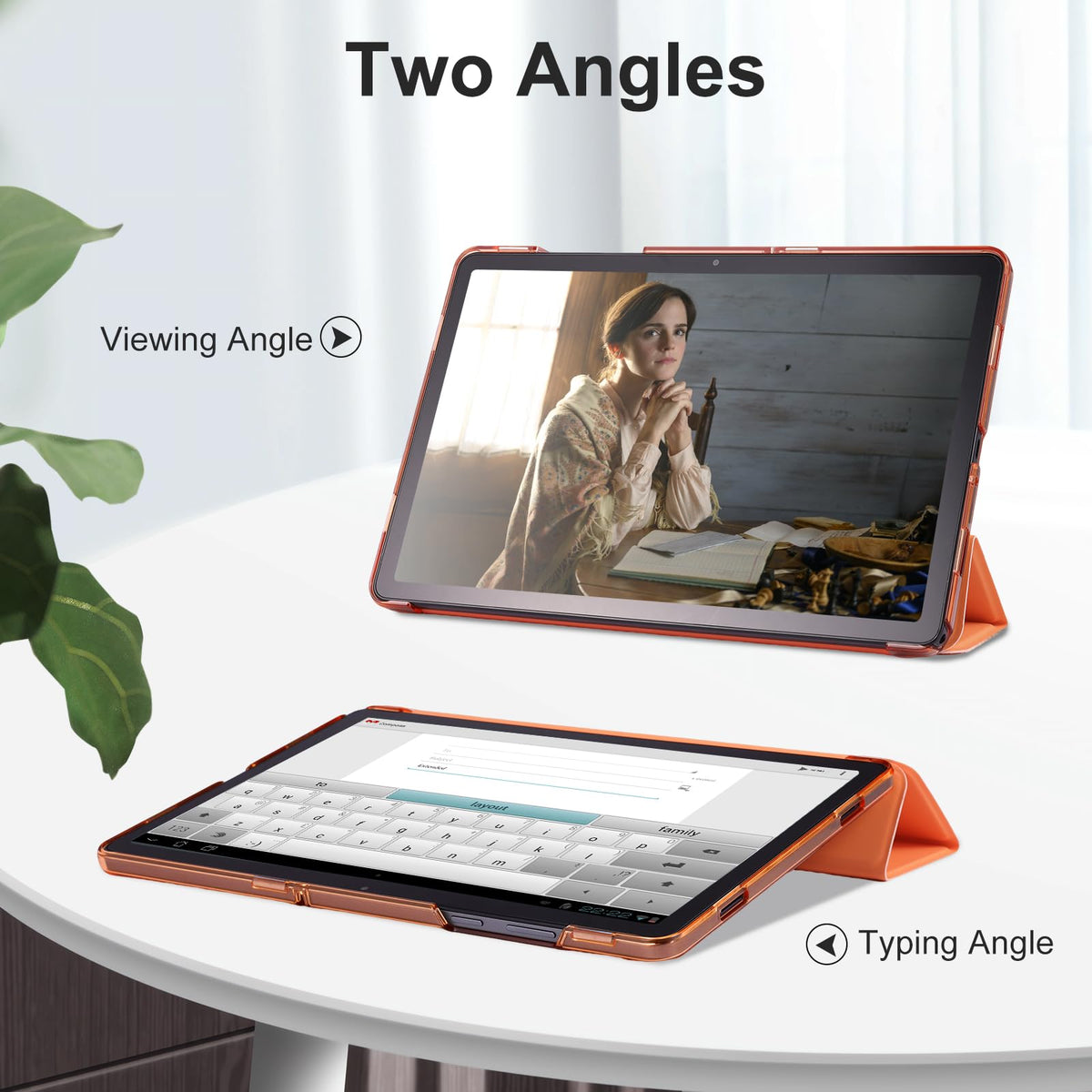CoBak Case for Samsung Galaxy Tab A11+ Plus 11 Inch 2025/A9+ Plus 2023 - PU Leather Smart Cover with Auto Sleep/Wake for Tab A11+, Translucent Hard Shell, Multi-Viewing Angles, Orange