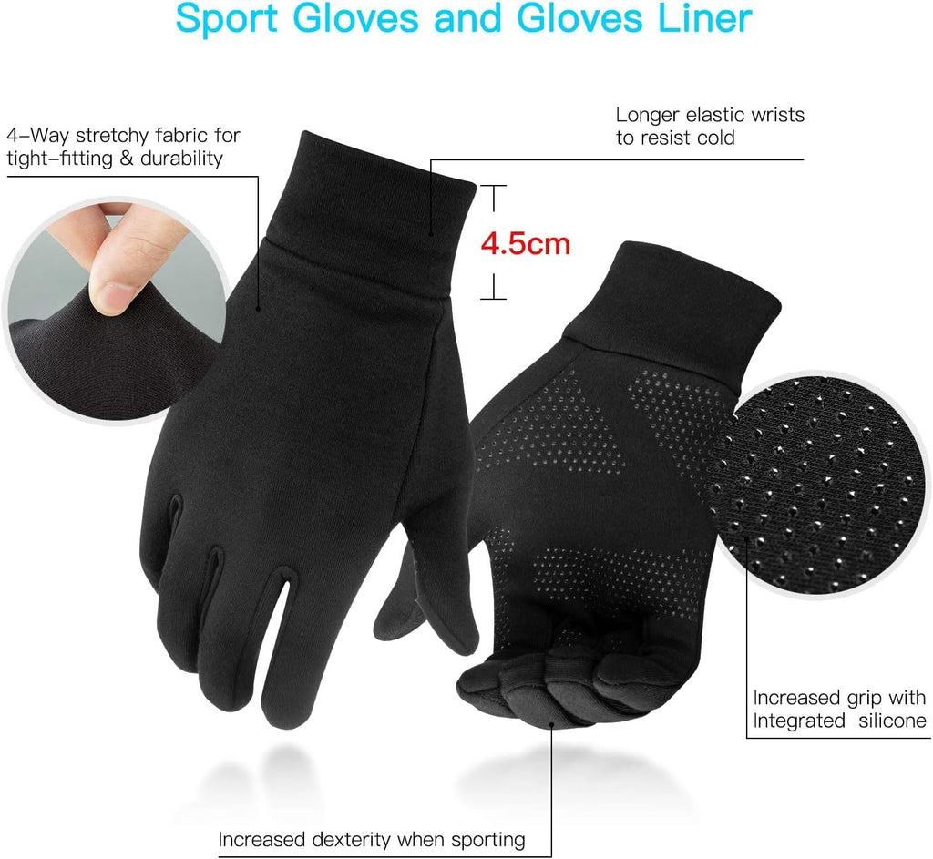 Unigear Running Gloves, Touch Screen Anti-slip Lightweight Gloves Liners for Cycling Biking Sporting Driving for Men Women