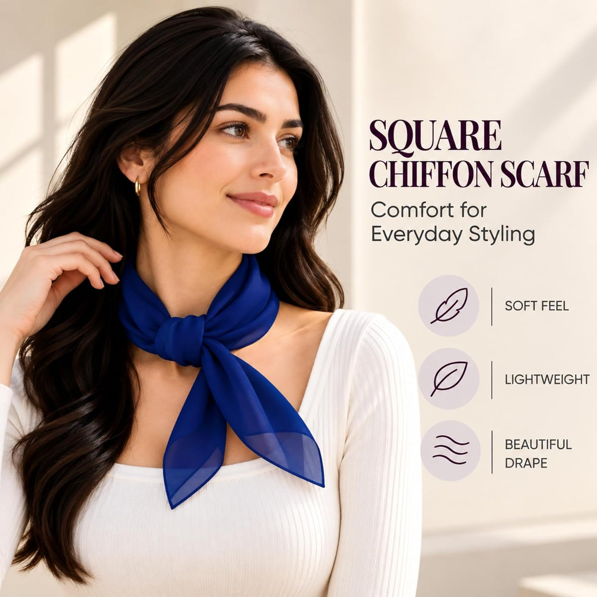 WESTEND CHOICE Square Chiffon Scarves Women's Neck Scarf 50s Retro Bandana