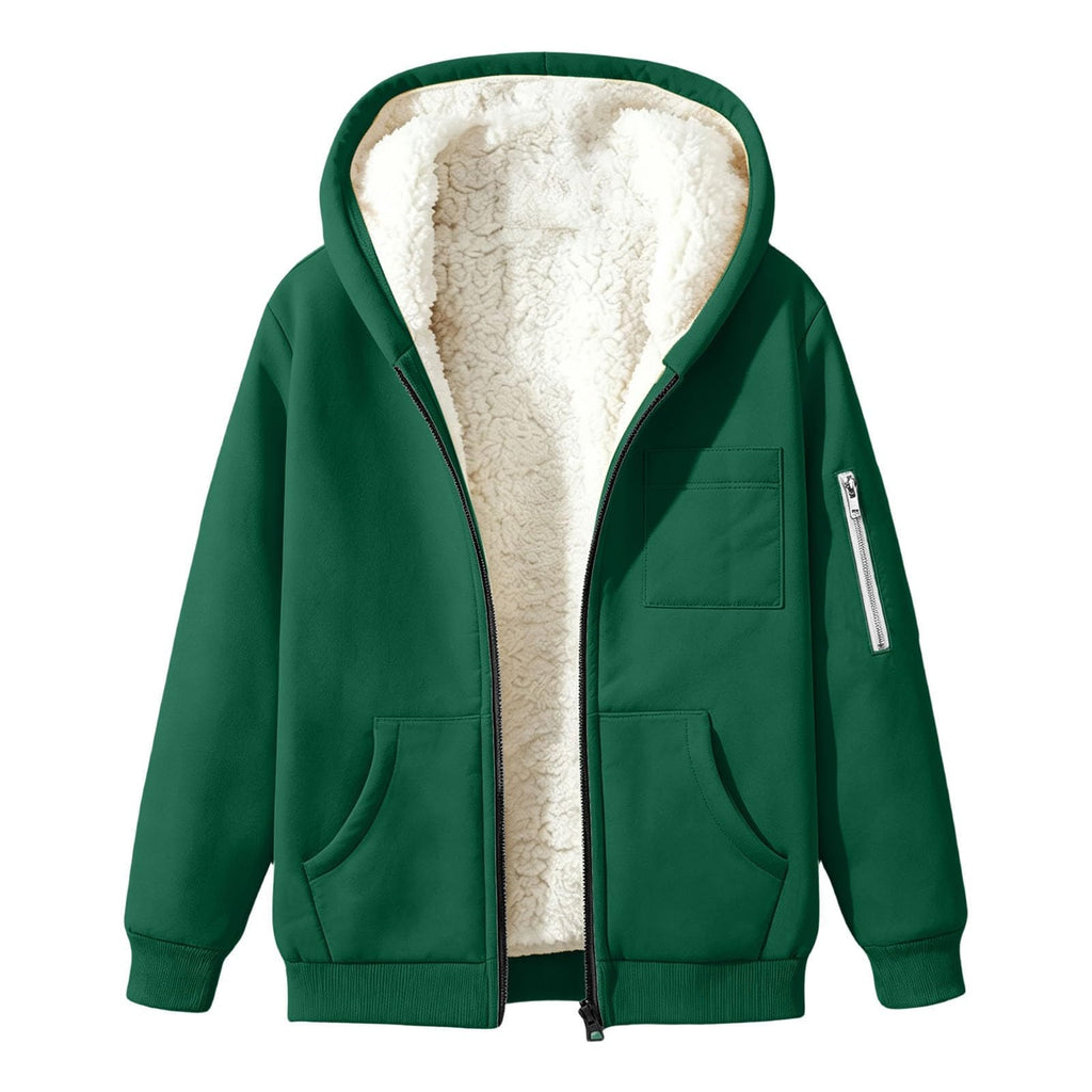 Womens Teddy Fleece Hoodies Sherpa Lined Fuzzy Jacket with Pockets Full Zip Hooded Sweatshirts Ladies Fall Winter Warm Jumper Coat Outwear Thermal Outfits Clothing