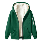 Womens Teddy Fleece Hoodies Sherpa Lined Fuzzy Jacket with Pockets Full Zip Hooded Sweatshirts Ladies Fall Winter Warm Jumper Coat Outwear Thermal Outfits Clothing