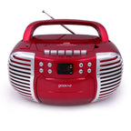 Groov-e Original Boombox - Portable CD Player with Bluetooth, Radio, 3.5mm Aux Port, & Headphone Socket - LED Display, 2 x 1.2W Speakers - Battery or Mains Powered - Blue