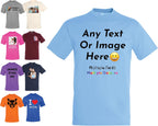 Varsany Personalised T Shirts Mens Womens Kids UK - Customised T Shirt with Any Text and Photo, Long-Lasting Printing - Design Your Own Custom T Shirt