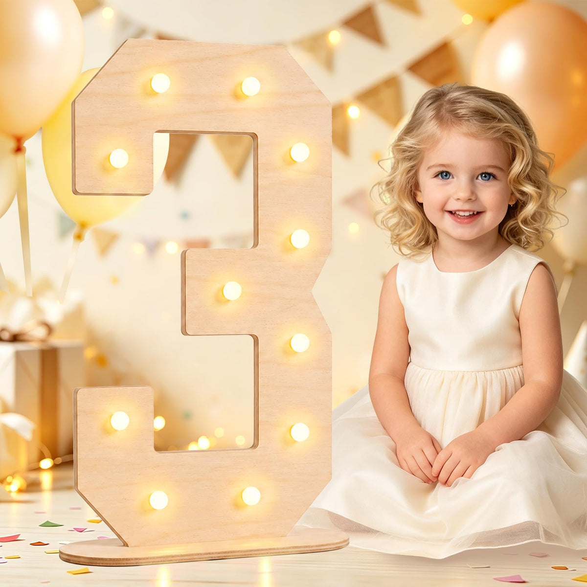 Pooqla 2.4FT Light Up Numbers, Marquee Numbers 2.4 Feet Tall Party Decor for Her Him, Mosaic Big Sign for 7th 17th 70th Birthday Anniversary Decoration Backdrop, Large Pre-Cut Frame Number 7