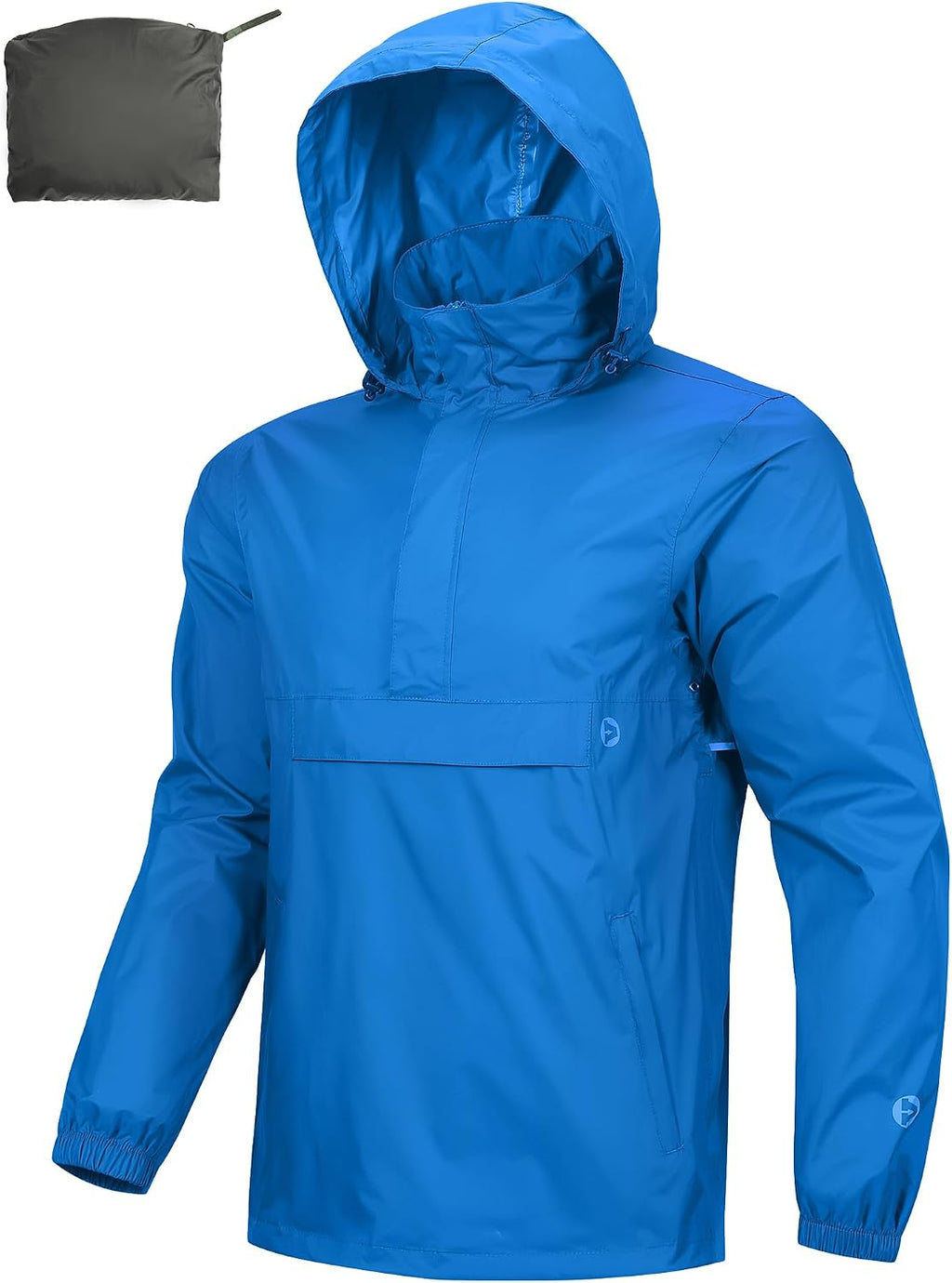 Outdoor Ventures Men's Waterproof Rain Jacket Packable Hooded Pullover