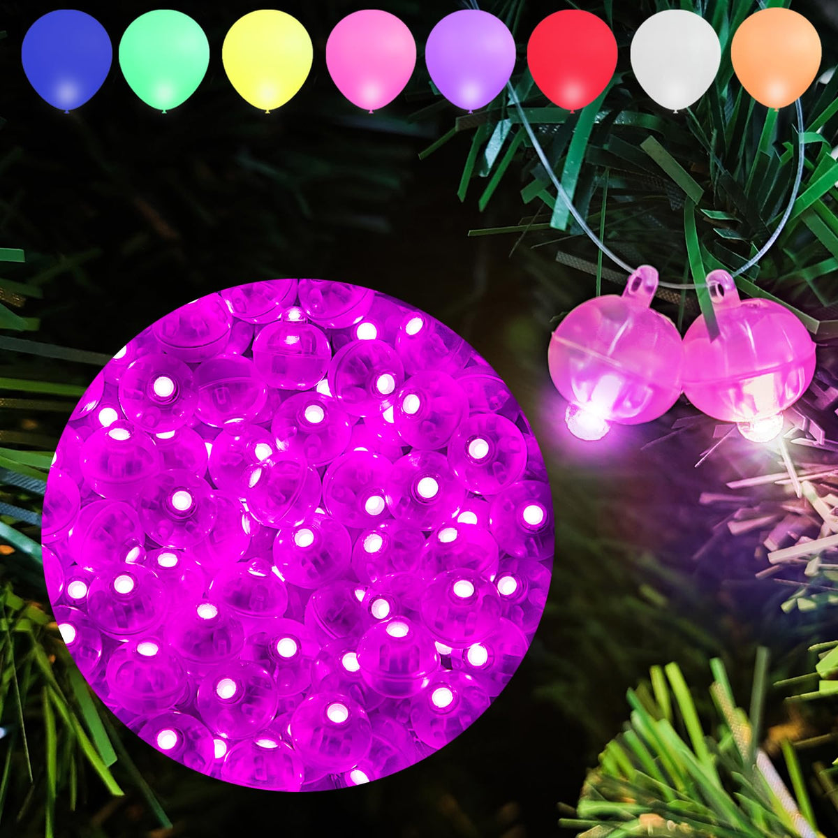 Aogist 200pcs 10-Colors Mini Lights with Hook,Long Standby Time Waterproof LED Balloon Light,Battery Powered,Ball Lamp for Balloon Paper Lantern Birthday Party Christmas Halloween