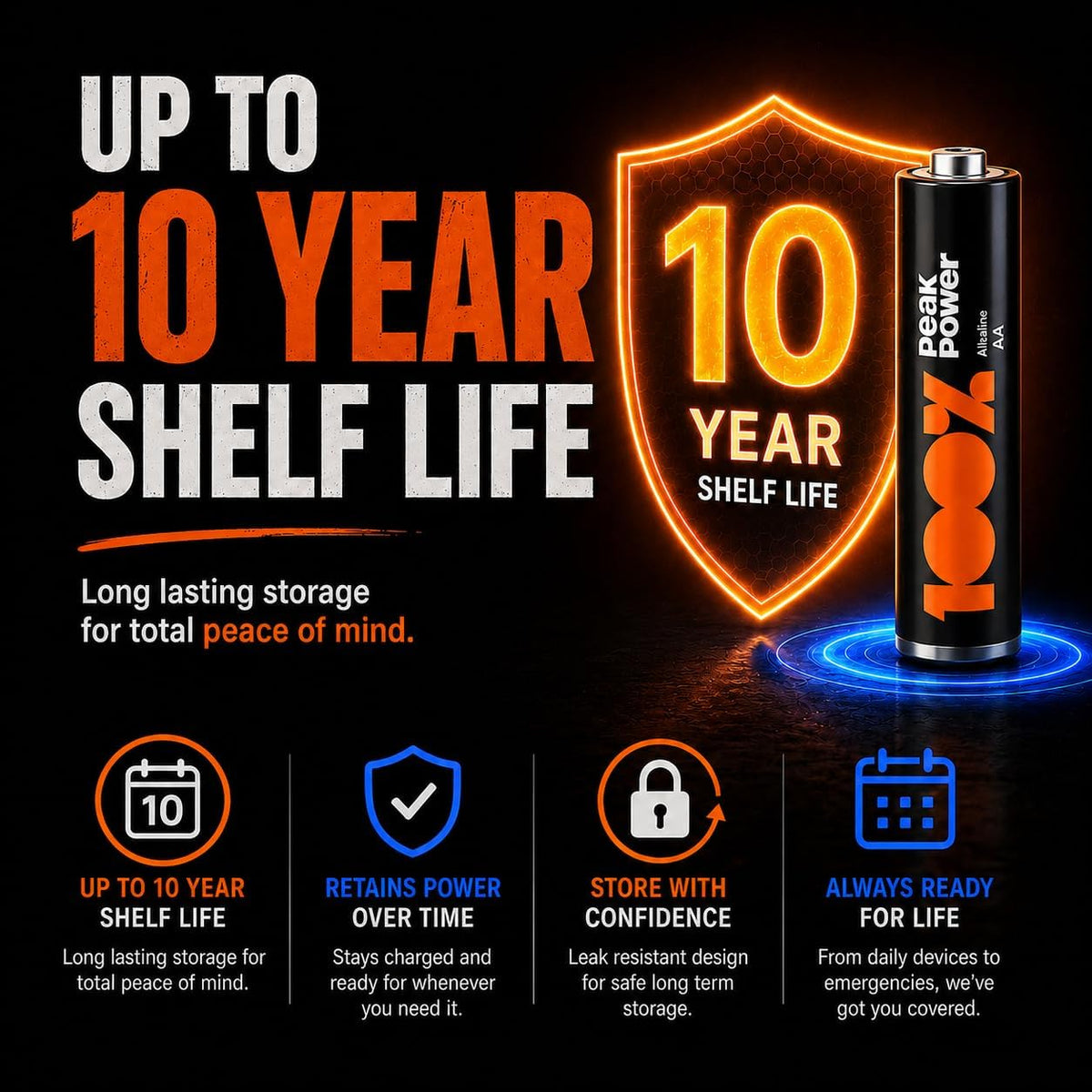 100PP AAA Batteries 40 Pack | Alkaline 1.5V Long-Lasting Power