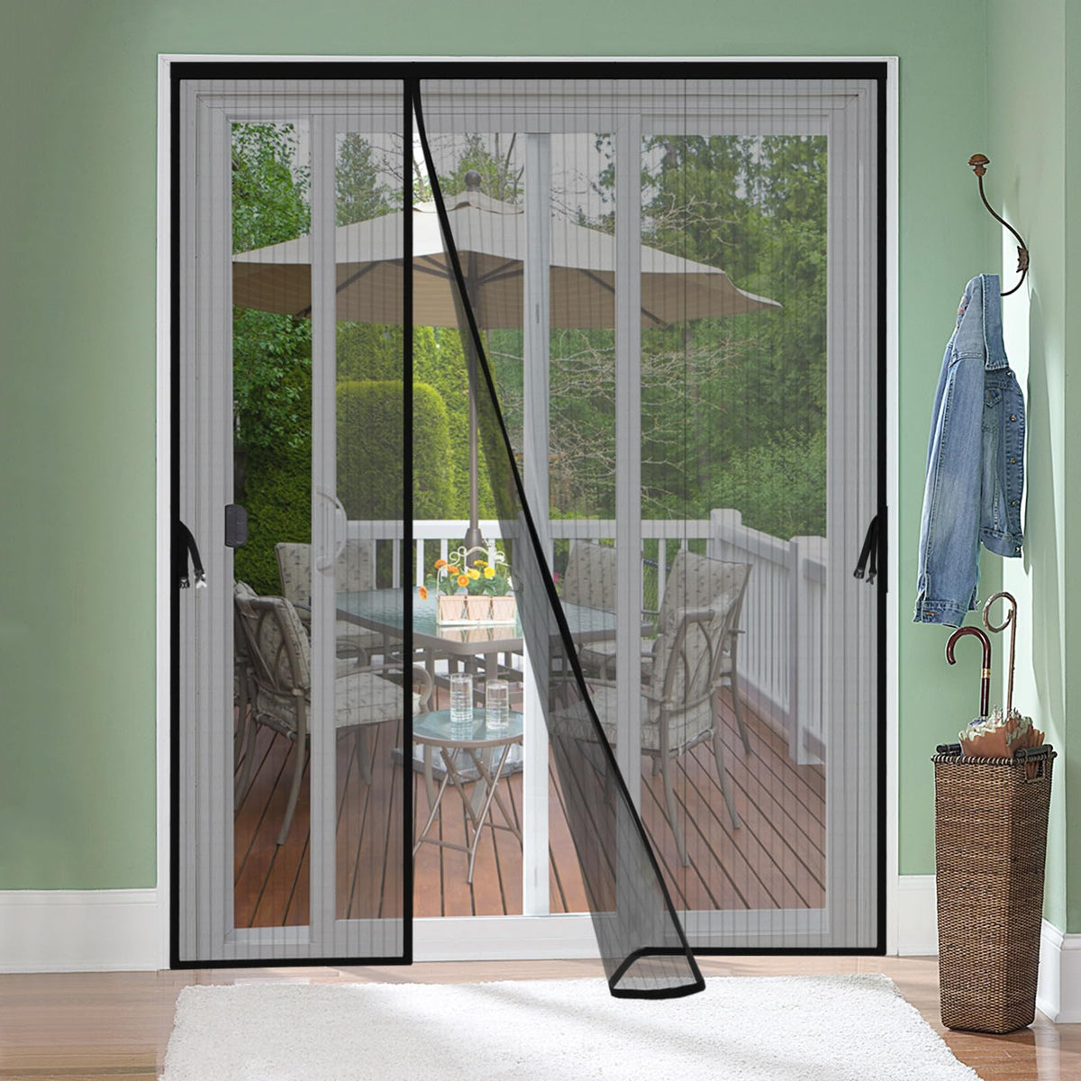 Fiberglass Magnetic Screen Door Fit Door Size 72 x 96 in- Heavy Duty Fiberglass Screen Door Mesh for Interior Door, Patio and Sliding Doors - Door Screen Magnetic Closure Let Fresh Air in