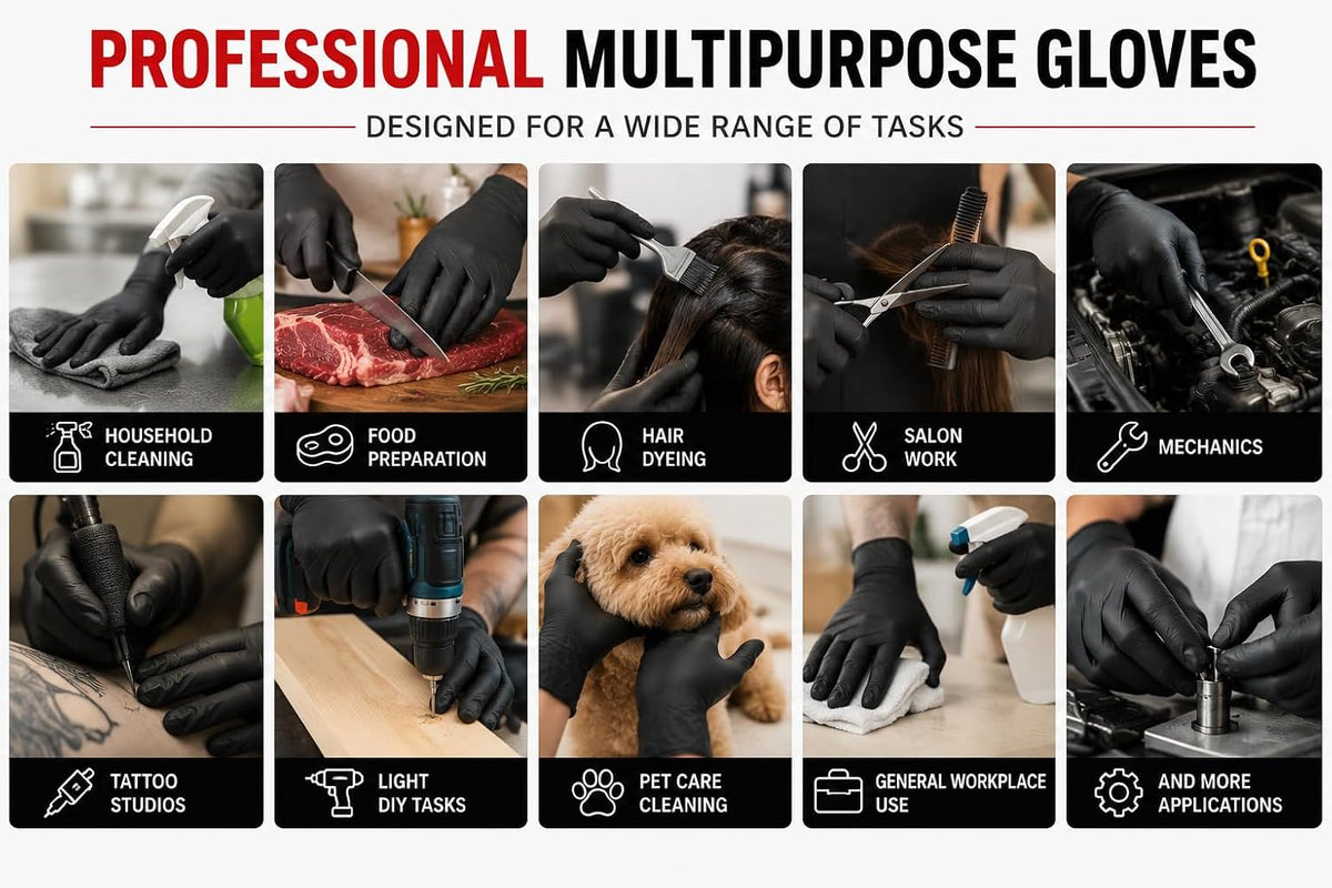 ANSIO Black Nitrile Latex Free Disposable Gloves Small, 100 Pack