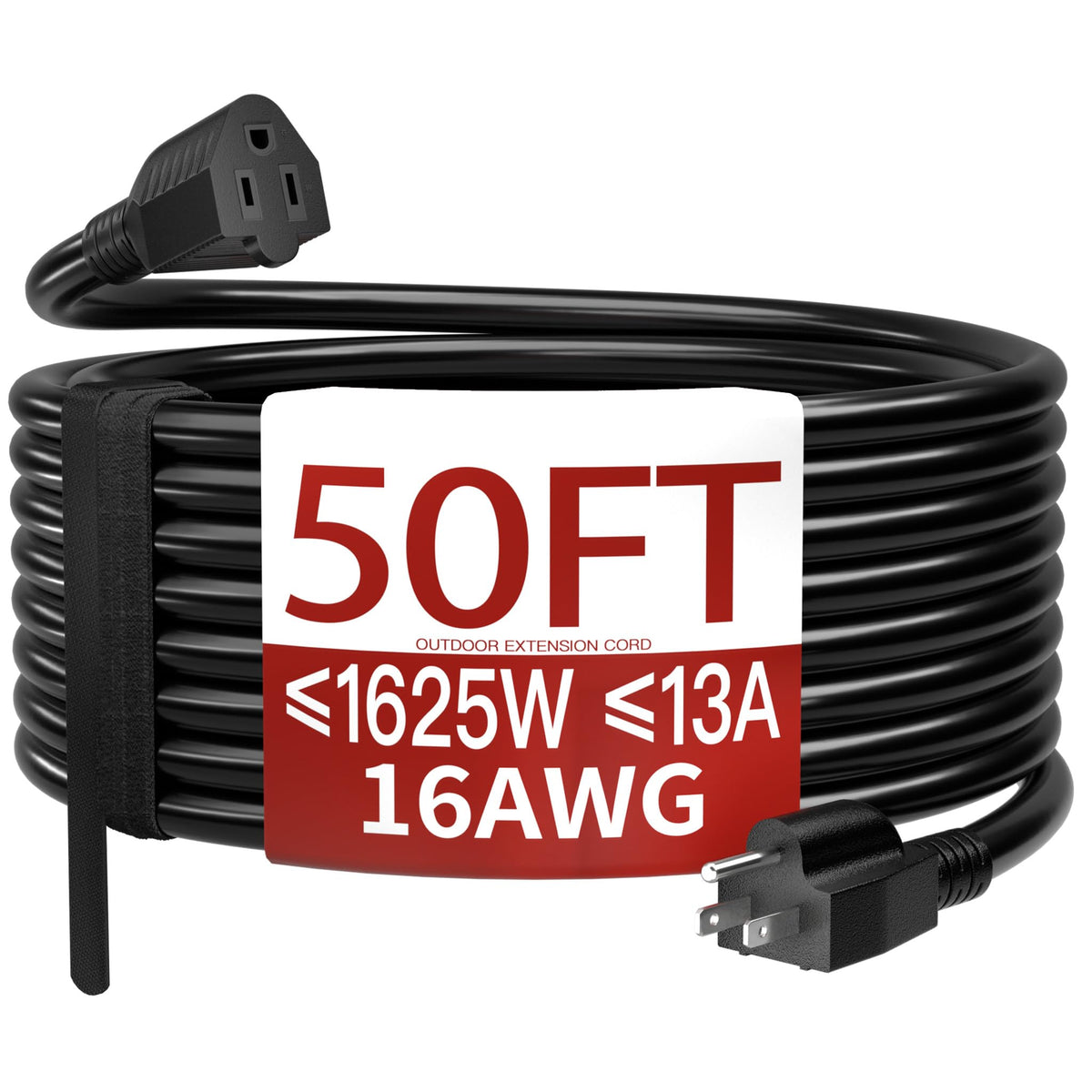 Skrizcable 16/3 15 FT Outdoor Extension Cord Waterproof, Black Power Cord