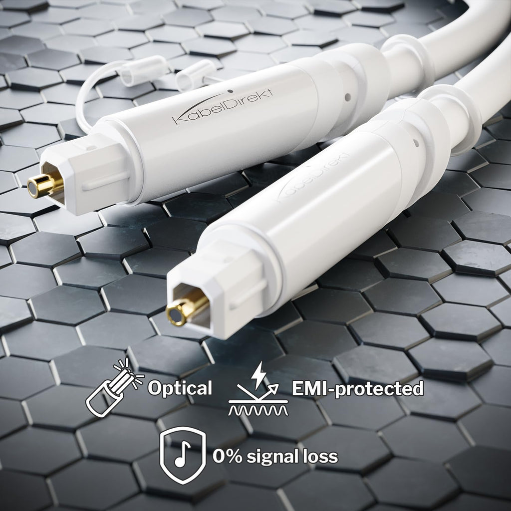 KabelDirekt – Optical Audio TOSLINK Cable – 1.5m – Soundbar