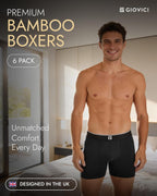 Giovici Mens Boxers Bamboo Anti Chafing Soft Comfortable Boxer Briefs Longer Leg - Boxer Shorts Multipack - Moisture Wicking Technology
