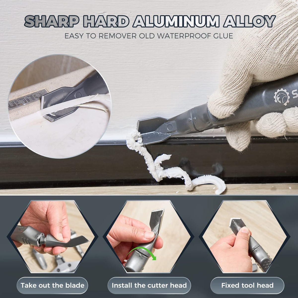 Saker Silicone Caulking Tool 3-in-1 Grout Removal Tool Classic Black