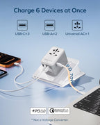 MOMAX Universal Travel Adapter 70W GaN Travel Plug Adapter for UK/EU/AU/US