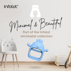 Infatot® Teething Toys for Baby Gifts – Chipmunk Silicone Mitten Teether, Soothing Glove for Infants, Baby Toys 0-6 Months, Soft Chewable Teether Toy to Prevent Finger Sucking, CM Blue.