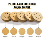 S SATC Sanding Discs 60 Grit 110Pcs Orbital Sander Discs 125mm Hook and Loop Round Orbital Sander Pads for Sanding