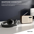 DAB/DAB+ & FM Portable Digital Radio | Simple Controls | Dual Alarms & Sleep Timer | Battery & Mains Powered (4x”AA”) | Bluetooth | Perfect for Home, Office or Outdoors | AZATOM Desire X2 (Oak)