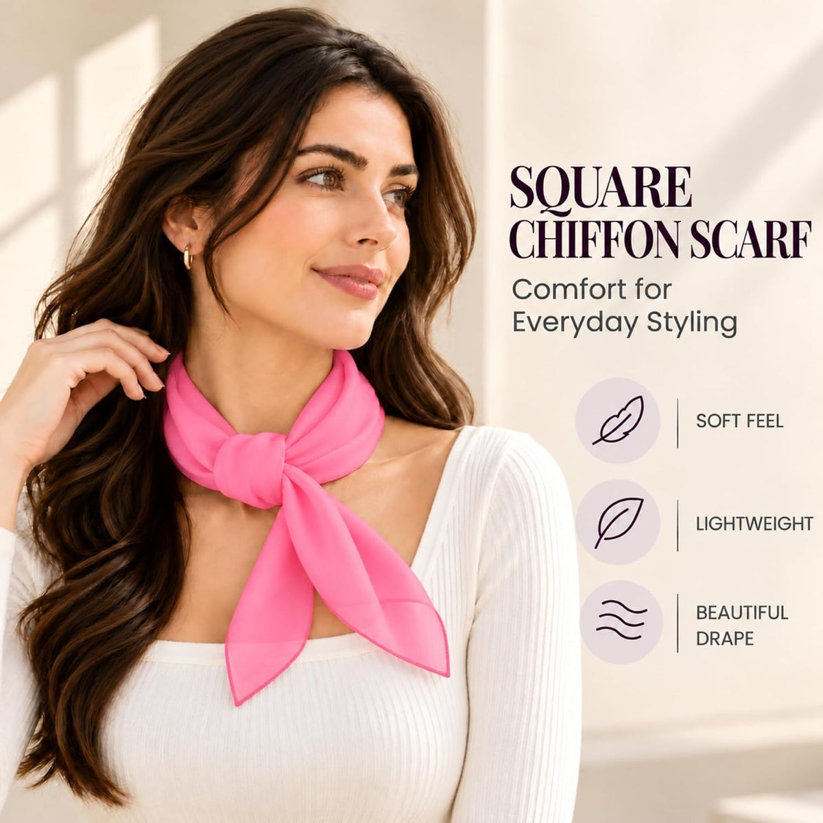 WESTEND CHOICE Square Chiffon Scarves Women's Neck Scarf 50s Retro Bandana