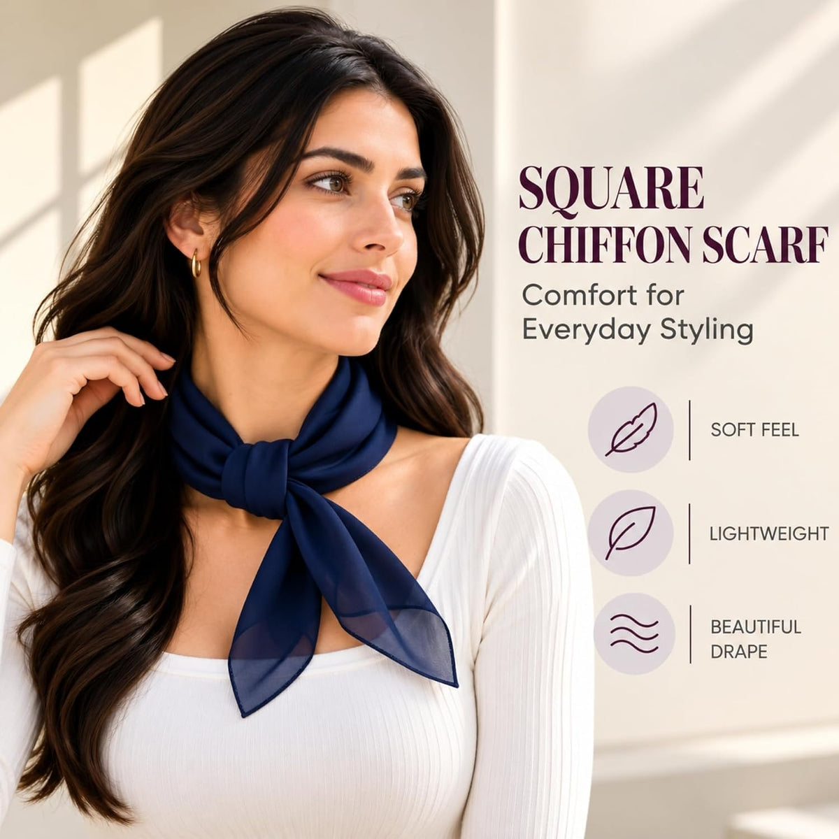 WESTEND CHOICE Square Chiffon Scarves Women's Neck Scarf 50s Retro Bandana