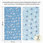 Next to Me Crib Sheets 83x50 cm Fitted 2 Pack Bedside Crib Sheets
