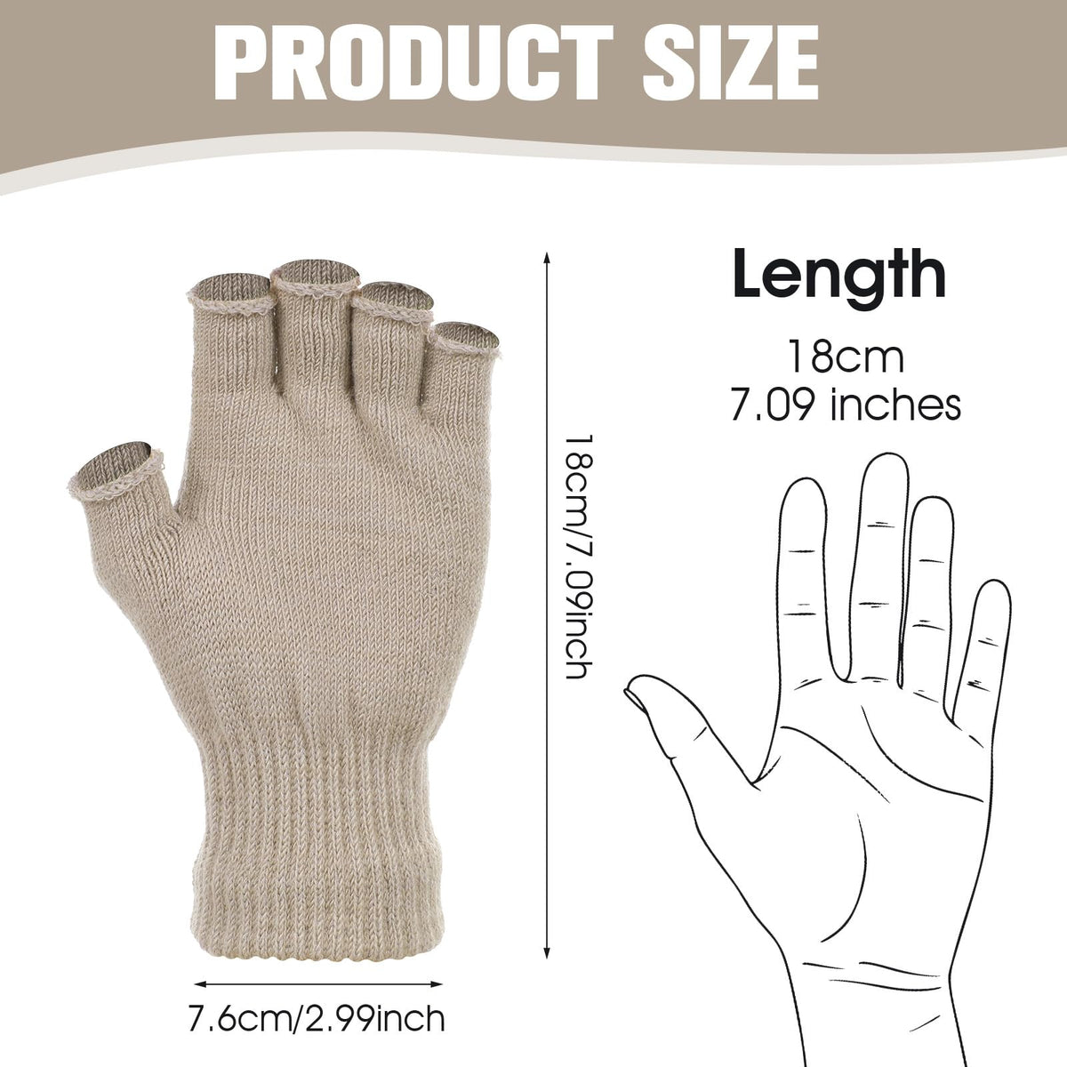 Grevosea 2 Pair Fingerless Warm Gloves - Winter Half Finger Gloves Thickened Knit Touchscreen Stretchy Mittens for Men Women