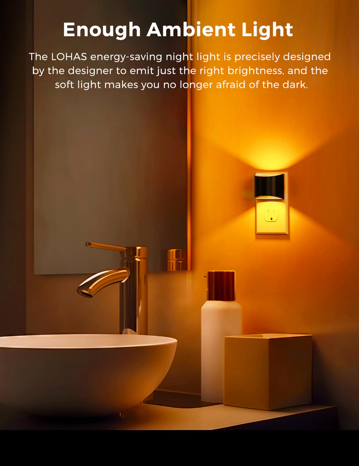 L LOHAS LED Night Lights Plug into Wall, Dimmable Night Light 2 Pack