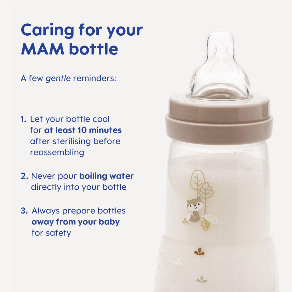 MAM Easy Start Anti-Colic Bottle, 1x 130ml, Self-Sterilising, Linen