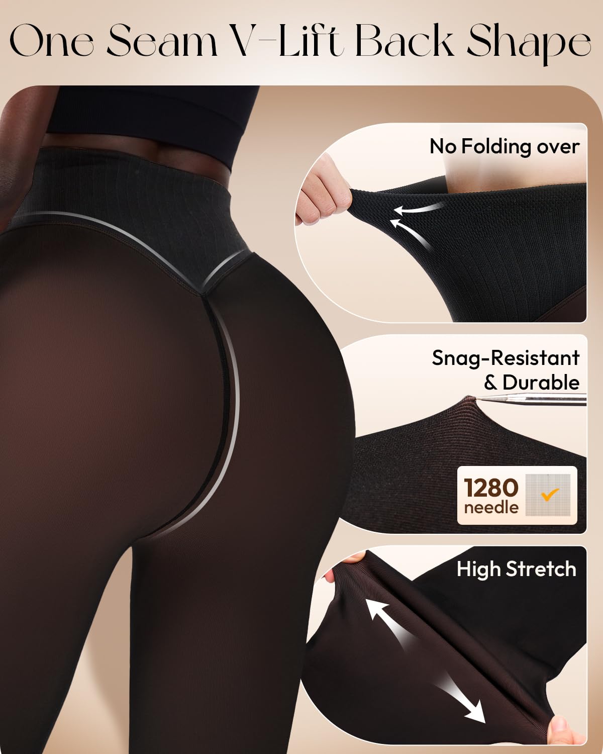 Fleece Lined Tights Leggings Women High Waist Sheer Thermal Tights