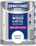 Johnstone's - Quick Dry Satin Wood & Metal Paint - Brilliant White - 750ml