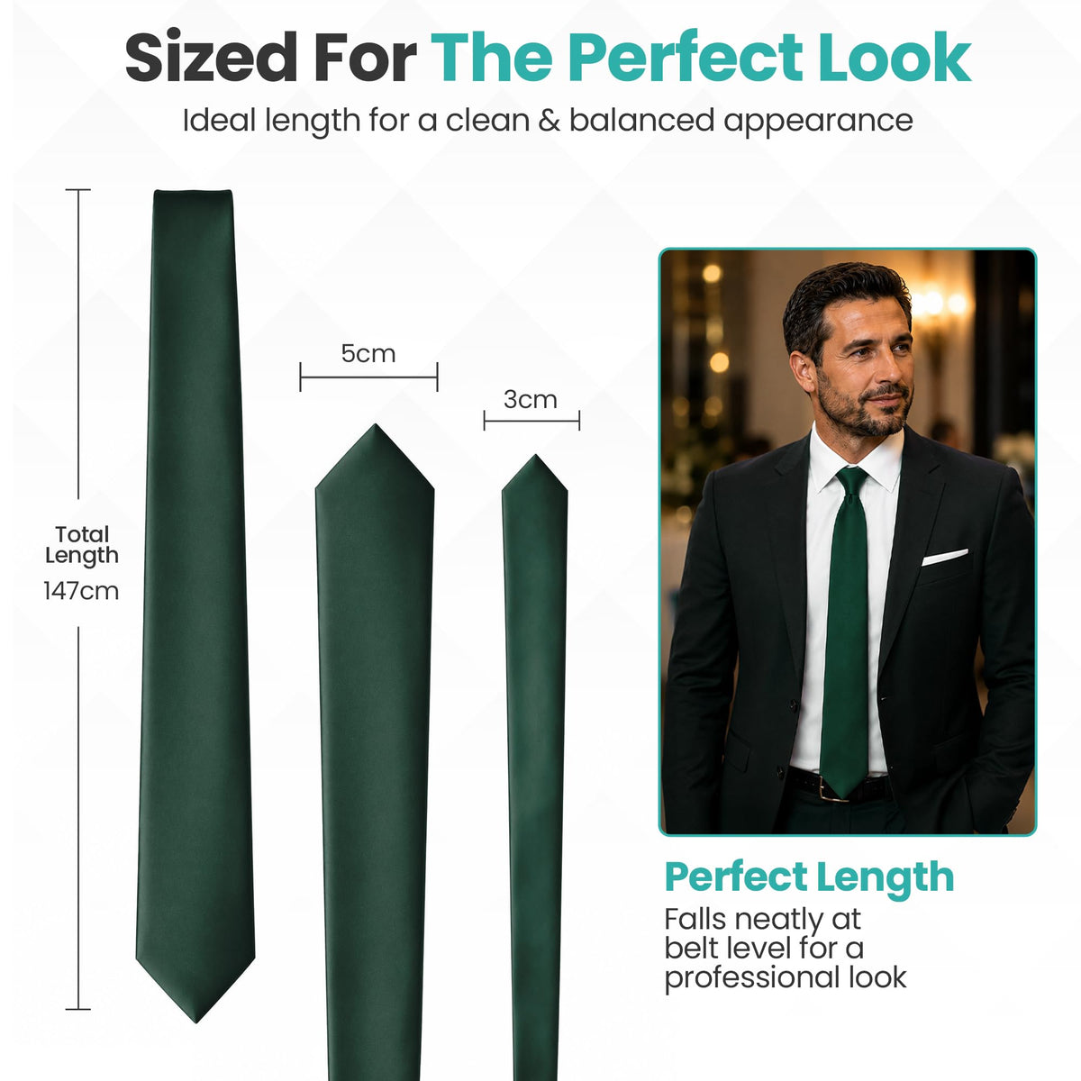 Trimming Shop 5cm Slim Skinny Solid Colour Necktie for Mens