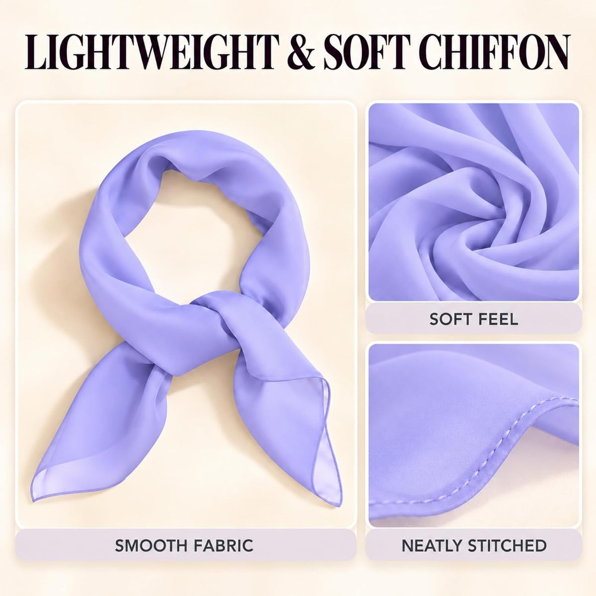 WESTEND CHOICE Square Chiffon Scarves Women's Neck Scarf 50s Retro Bandana