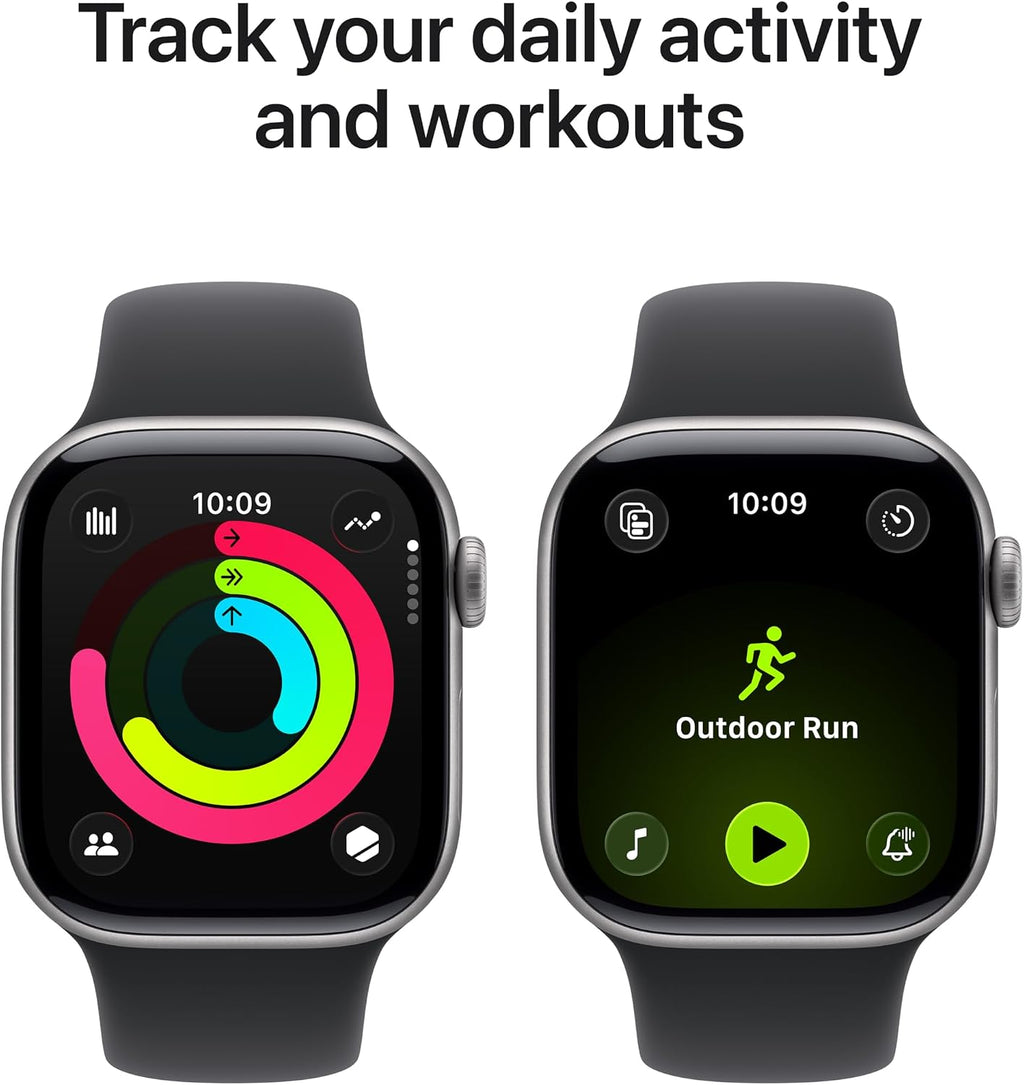 Apple Watch Series 11 GPS 42mm Smartwatch with Space Grey Aluminium Case with Black Sport Band S/M. Sleep Score, Fitness Tracker, Health Monitoring, Always-On Display, Water Resistant