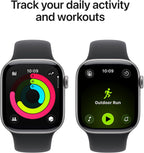 Apple Watch Series 11 GPS 42mm Smartwatch with Space Grey Aluminium Case with Black Sport Band S/M. Sleep Score, Fitness Tracker, Health Monitoring, Always-On Display, Water Resistant