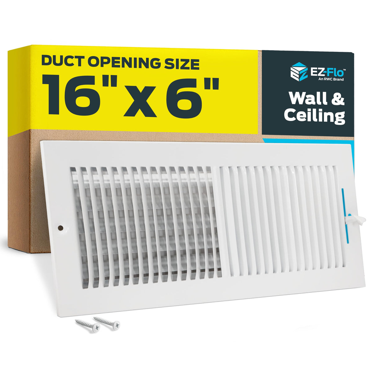 EZ-FLO 10 x 4 Inch (Duct Opening) Air Vent Cover for Wall or Ceiling, Two-Way Ventilation Register, Solid Steel HVAC Register Cover, White, 61609