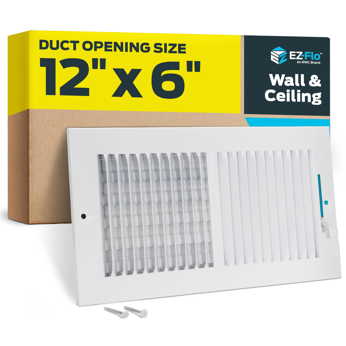 EZ-FLO 10 x 4 Inch (Duct Opening) Air Vent Cover for Wall or Ceiling, Two-Way Ventilation Register, Solid Steel HVAC Register Cover, White, 61609