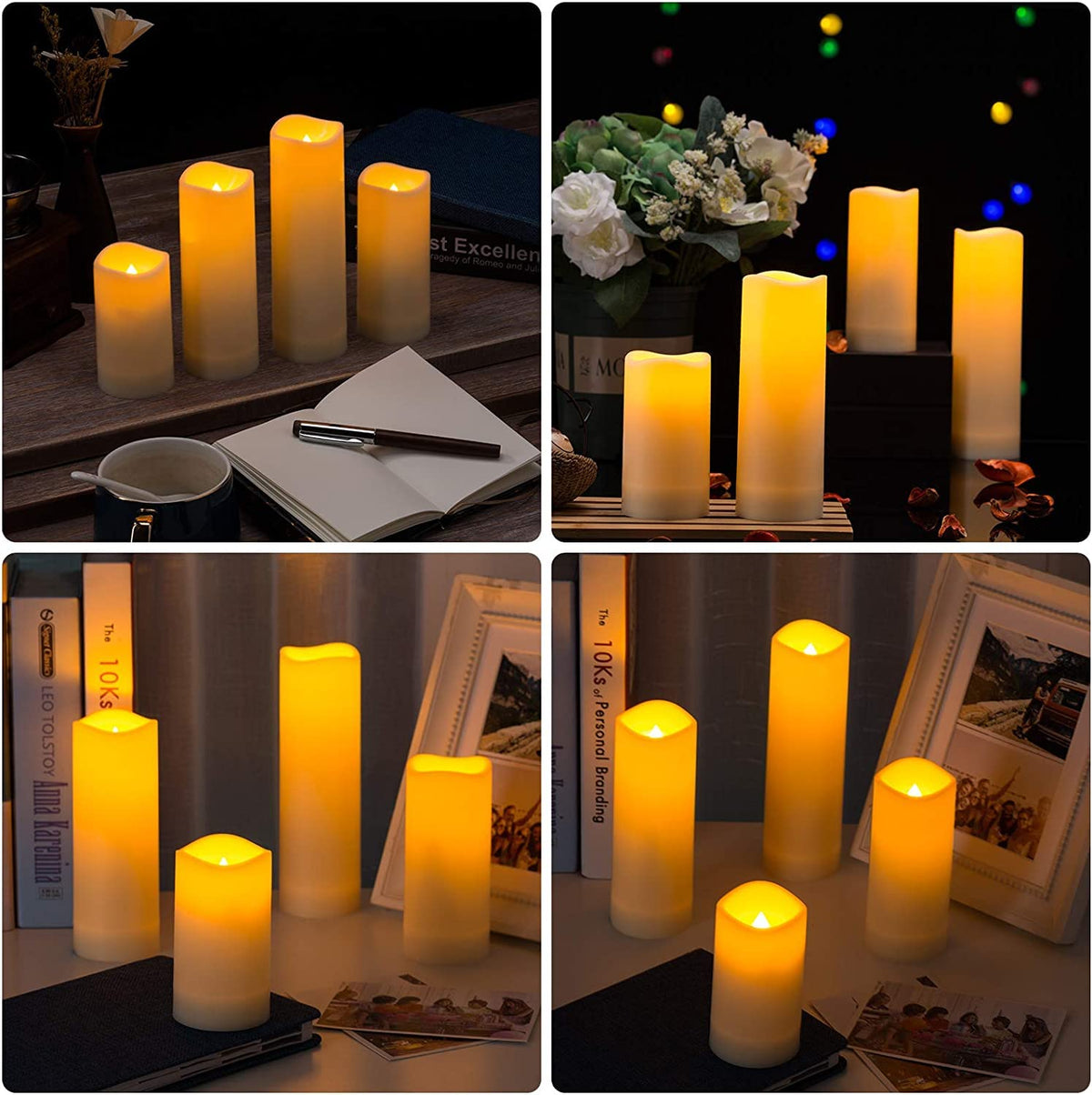 YOROXRG Solar flameless Candles Outdoor Waterproof,Dusk to Dawn Outdoor Lighting, Flickering fameless Reusable LED Light Candles for Lantern Garden Camping and Home Decor, 3D Wick (3"X6") Set of 2