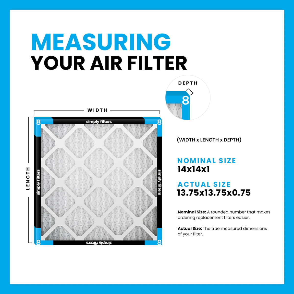 Simply 20x20x1 Air Filter, Merv 8, MPR 600, 6 Pack, Furnace Air Filter for HVAC (Actual Size: 19.75"x19.75"x0.75") DUST, Pet, & Allergy Control