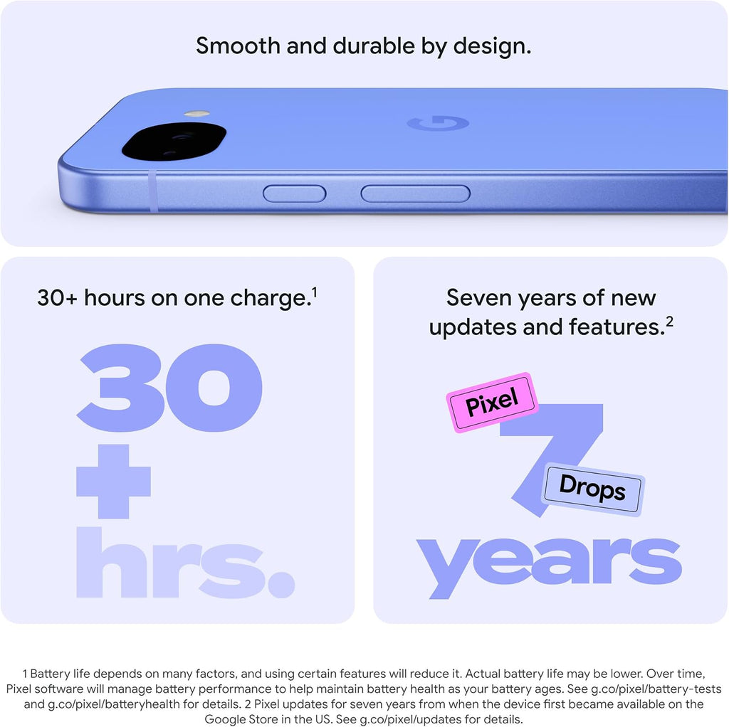 Google Pixel 10a - 7 years of new updates and features, 30+ hours battery, Camera Coach, Gemini Live, Pixel Safe - Fog, 128GB