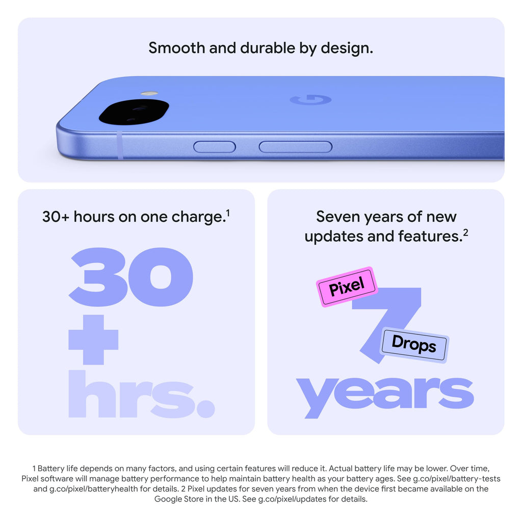 Google Pixel 10a - 7 years of new updates and features, 30+ hours battery, Camera Coach, Gemini Live, Pixel Safe - Fog, 128GB